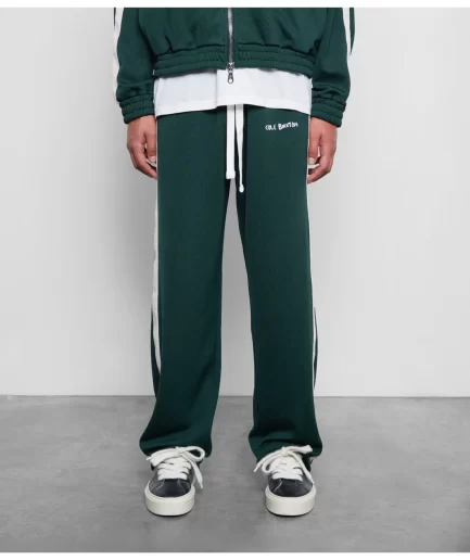 Cole Buxton Hand Embroidery Track Pants Forest Green