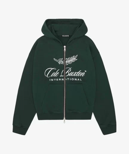 INTERNATIONAL ZIPPED GREEN HOODIE