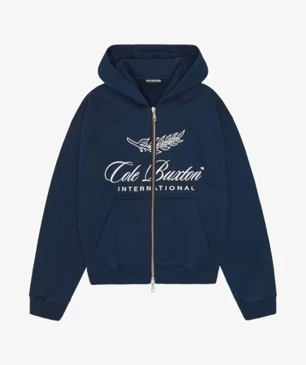 INTERNATIONAL ZIPPED NAVY BLUE HOODIE